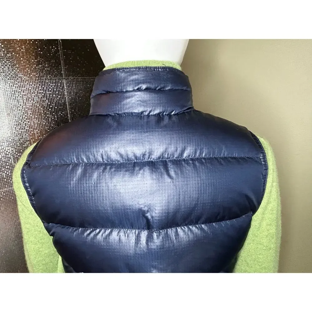 J. Crew Down Puffer Vest Shiny Navy Snap Up Zip Size Womens XS - Picture 8 of 11